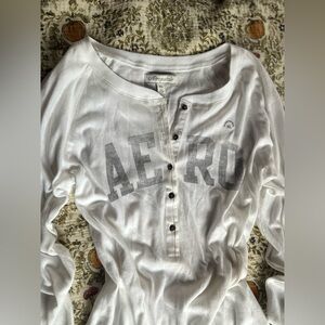 Aeropostale Women's White Long Sleeve Top